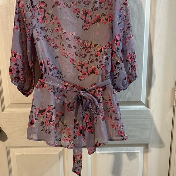 Express Floral Wrap Blouse - Purple and Pink - Picture 5 of 7